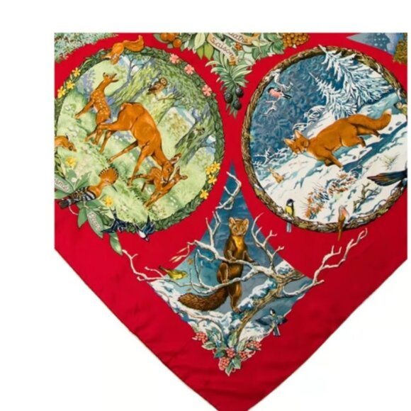 Hermes Les Quatre Saisons collectible colorful large silk scarf - Picture 2 of 9